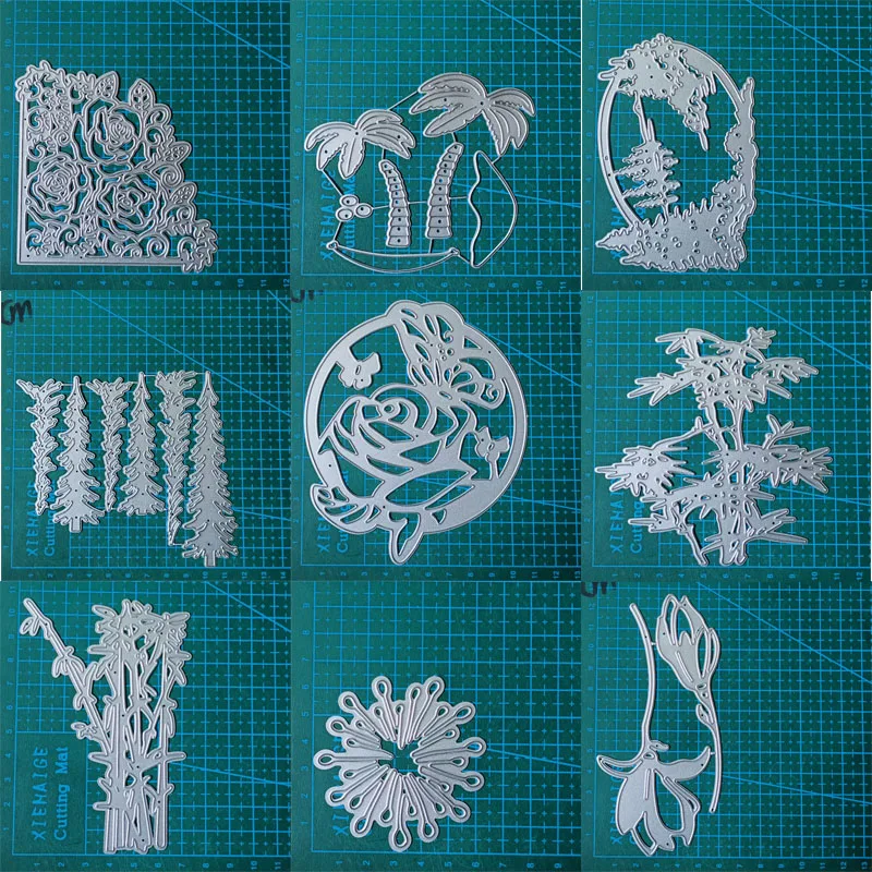 Flowers trees Roses metal cutting dies Scrapbooking decoration paper craft knife mould blade punch template Embossing stencils