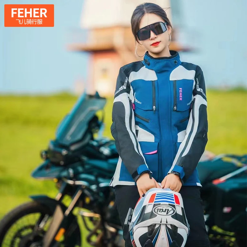 Motorcycle Jacket Clothes Women and Autumn Winter Motorcycle The Four Seasons Anti-fall Waterproof Warm CE Protective Equipment