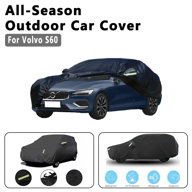 

Outdoor Car Cover Waterproof Dustproof UV Sun Protection, Full Car Protector Exterior Accessories For Volvo S60 P2 P3 SPA