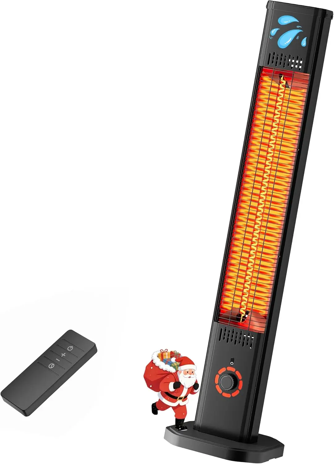 Outdoor Patio Heater, 1500W Infrared Electric Portable Space Heater with 8-Hour Timer, Waterproof Design, 8 Heating Levels, Ideal for Garage and Backyard, Black