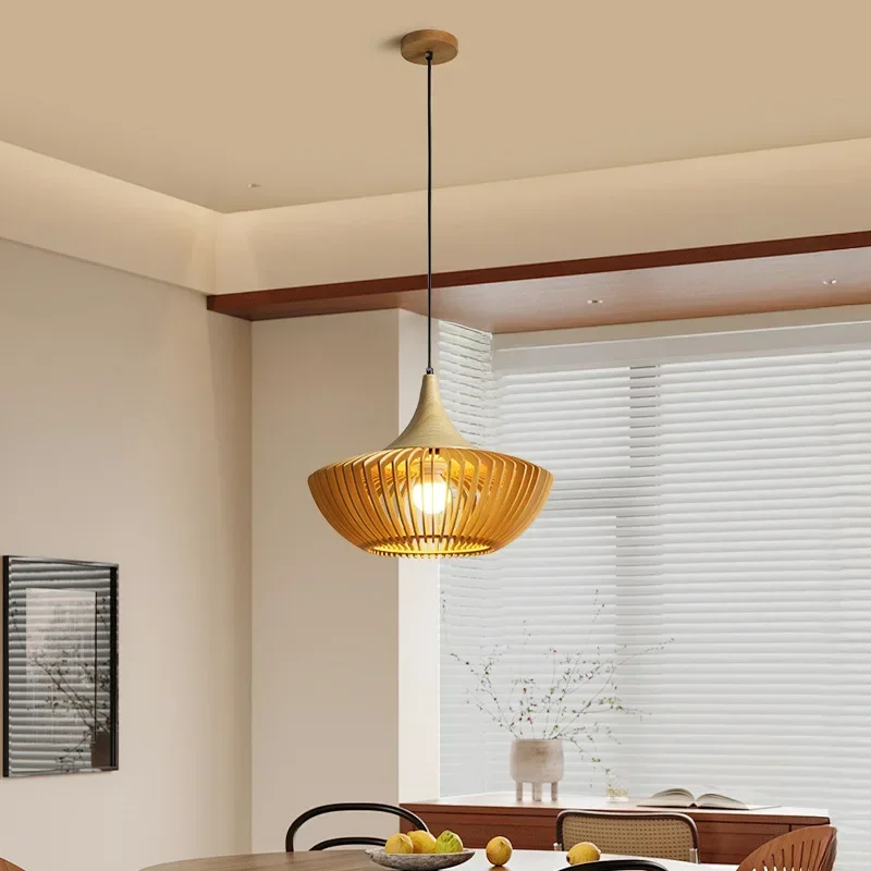 

Современный минималистичный деревянный подвесной светильник, дизайнерское освещение для ресторана, гостиной, спальни, кабинета, декоративная светодиодная подвесная лампа