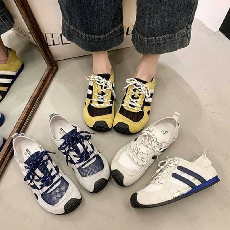 

Fashion Versatile Mesh Breathable Shallow Mouth Casual Shoes for Women's 2025 Spring New Comfortable Soft Soled Lace Up Sneakers