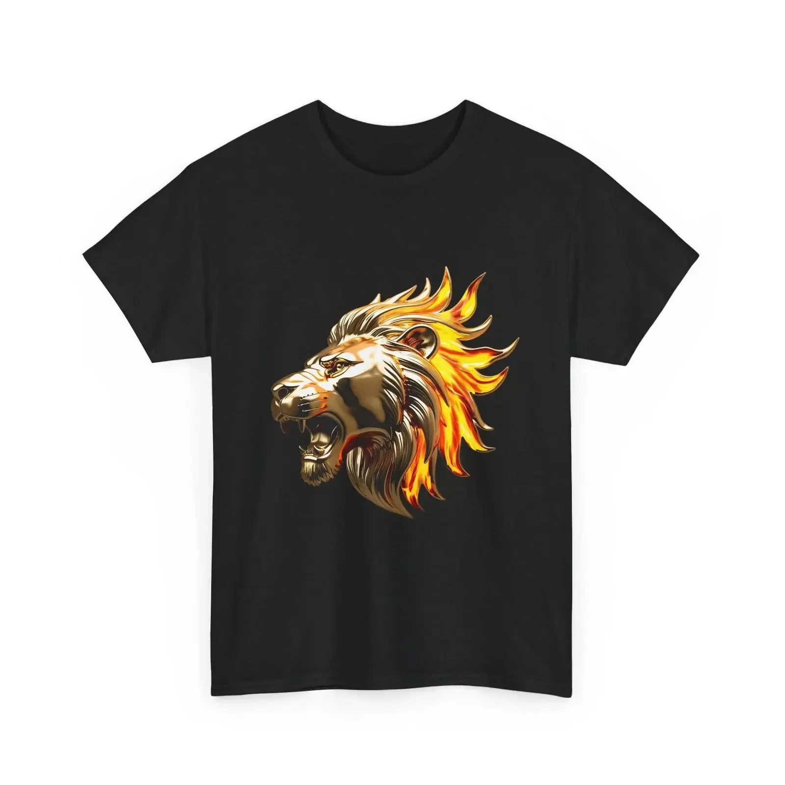 Fiery Lion Head T Shirt Flame Mane  vintage Washed Top For Everyday Wear homme Stylish Slightly streetwear Comfortable Soft