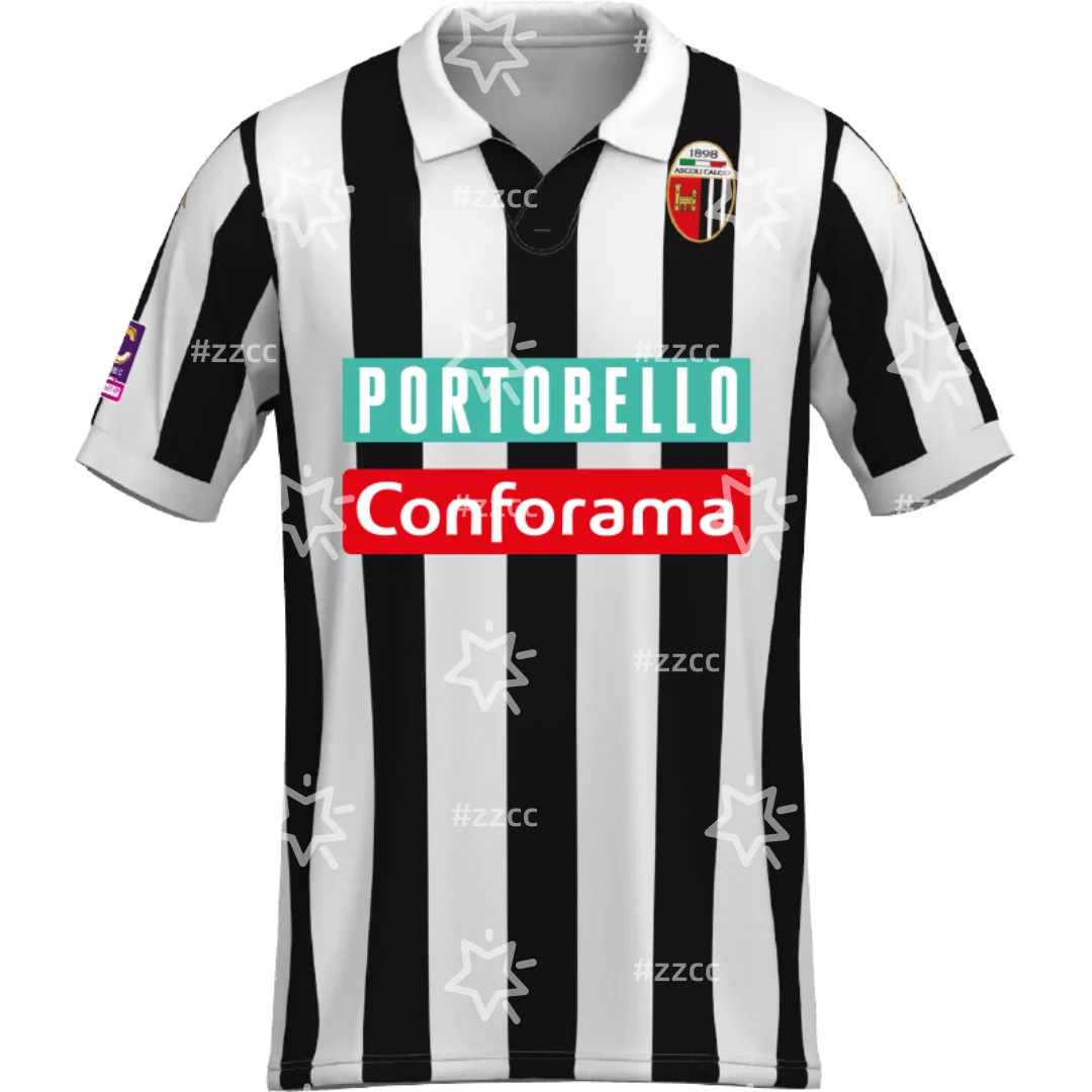 Camisa de Futebol Ascoli Calcio 1898 25-26, Kit de Treino, Camiseta Masculina de Verão, Camiseta Infantil, Camiseta Feminina para Surf ﻿