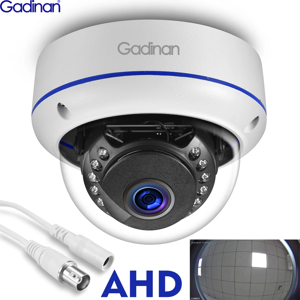 

Gadinan 5MP AHD BNC Camera Dome 1080P CCTV 1.7mm 150 Degree Fisheye Lens IR Night Vision Surveillance Outdoor Security Camera