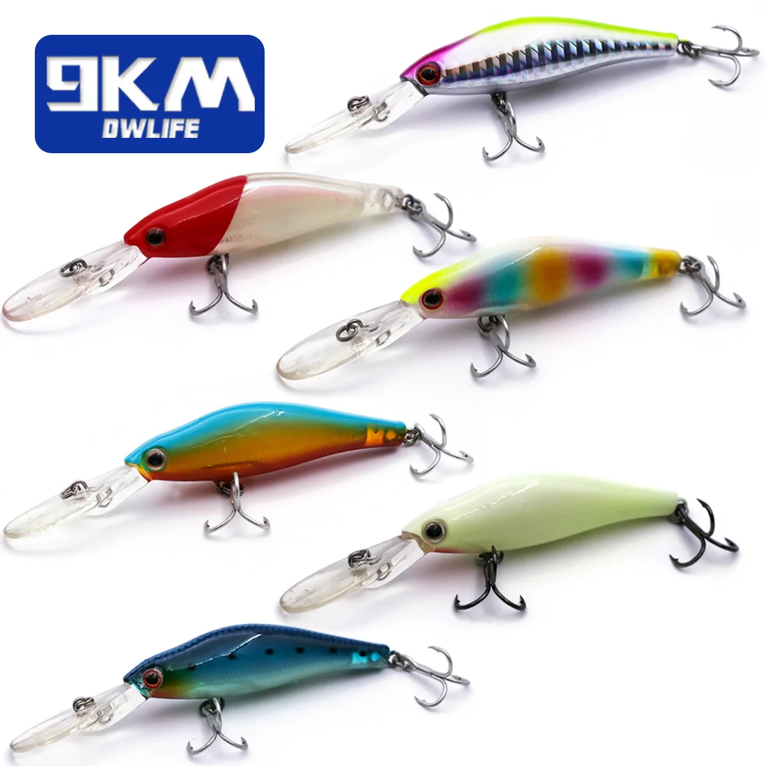 Minnow Lures 9cm 7.3g Diving Jerkbait Hard Bait Fishing Lure Bass Fishing Sinking Lures Striper Pike Fishing Tackle Treble Hooks