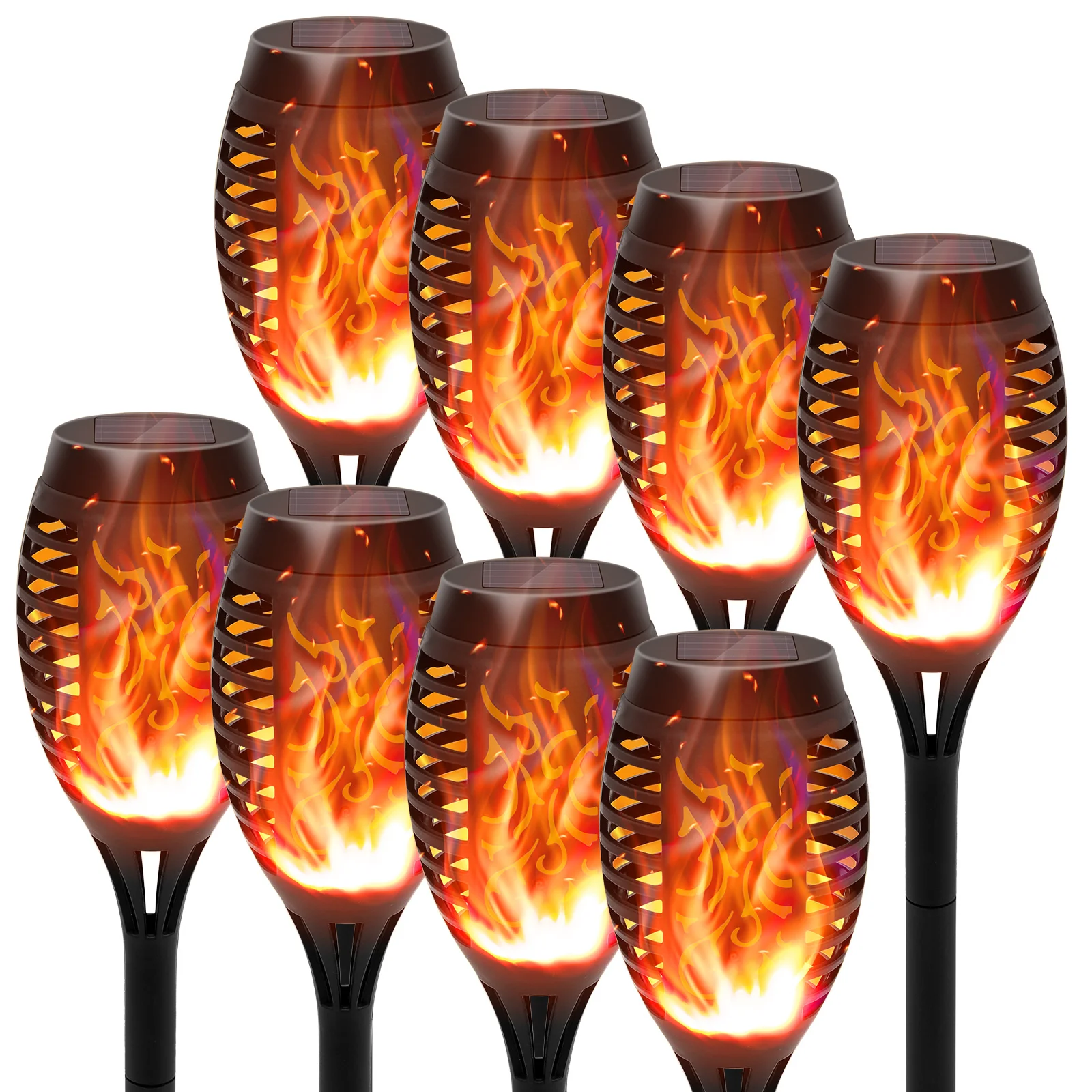

12 светодиодных солнечных фонарей-факелов с эффектом мерцающего пламени, водонепроницаемые, для украшения сада, улицы, газона, дорожек, двора, патио, напольные светильники