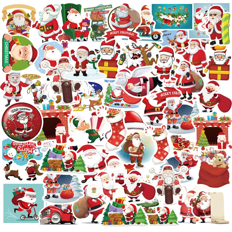 

50PCS New Popular Christmas Stickers Series Santa Claus Graffiti Luggage Notebook DIY Children's Toy Decoration Wholesale