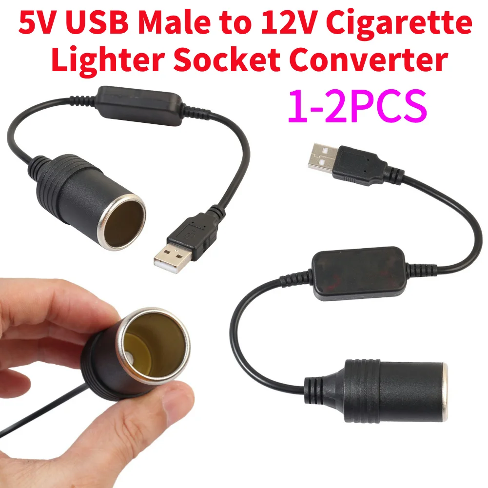 Enchufe de encendedor de cigarrillos, convertidor USB, equipo de coche, convertidor de 5V, USB macho a encendedor de cigarrillos, accesorios interiores para automóviles