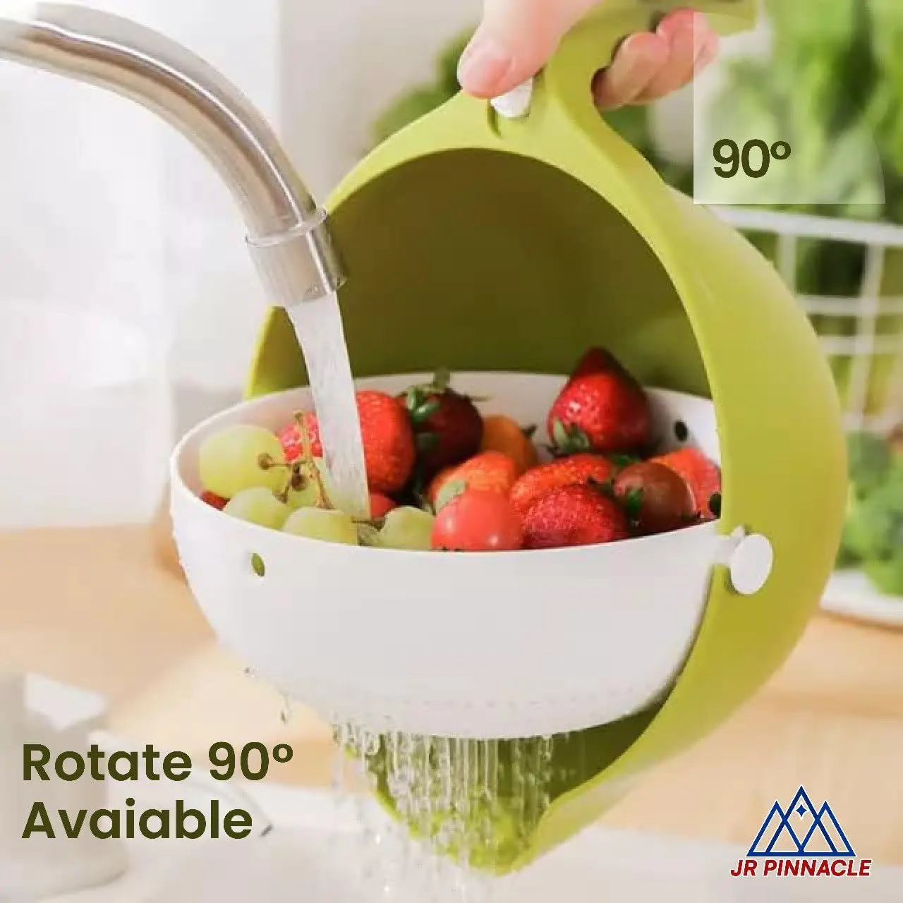 Kitchen Colander Rotating Washing Basket 2 in 1 Strainer Bowl with Handle for Fruit Vegetables Pasta - view 4
