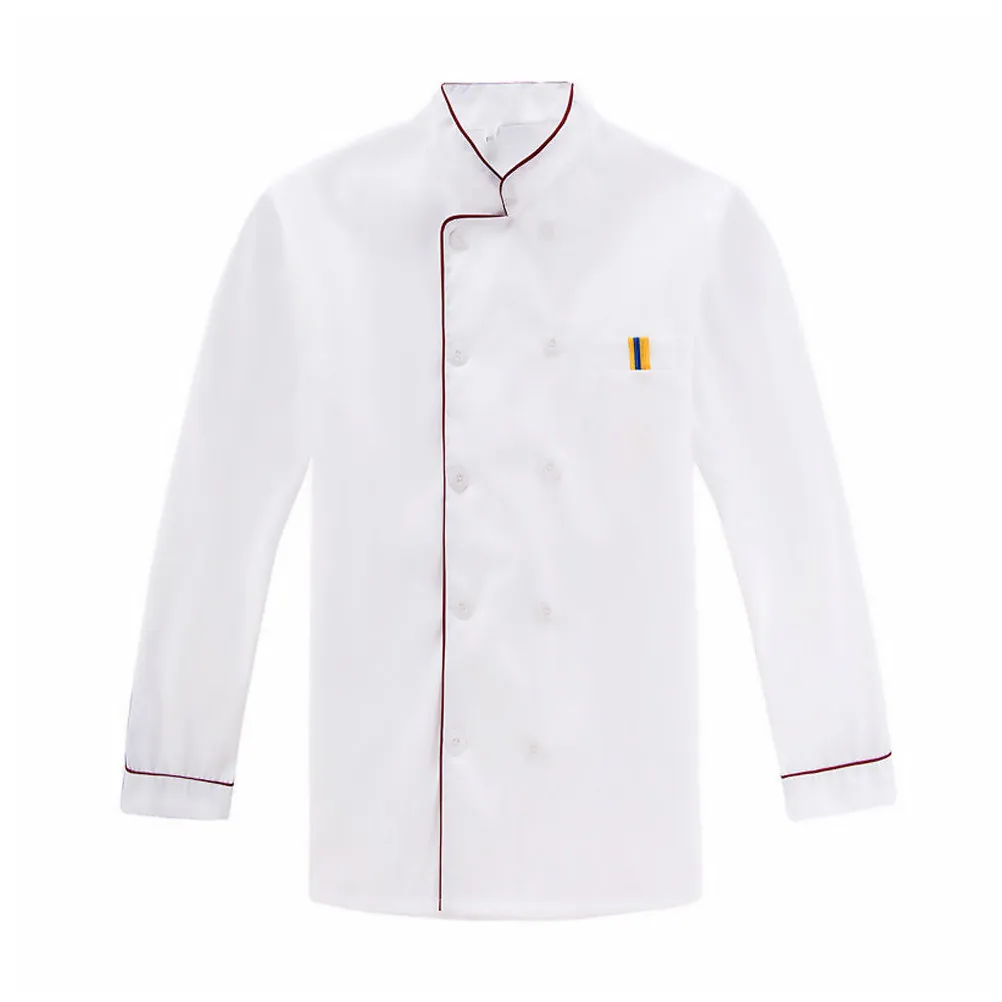 Long Sleeve Chef Jacket Red Embossed Size L Breathable Wearproof Chef Coat for Restaurant Hotel Barbecue Kitchen Work