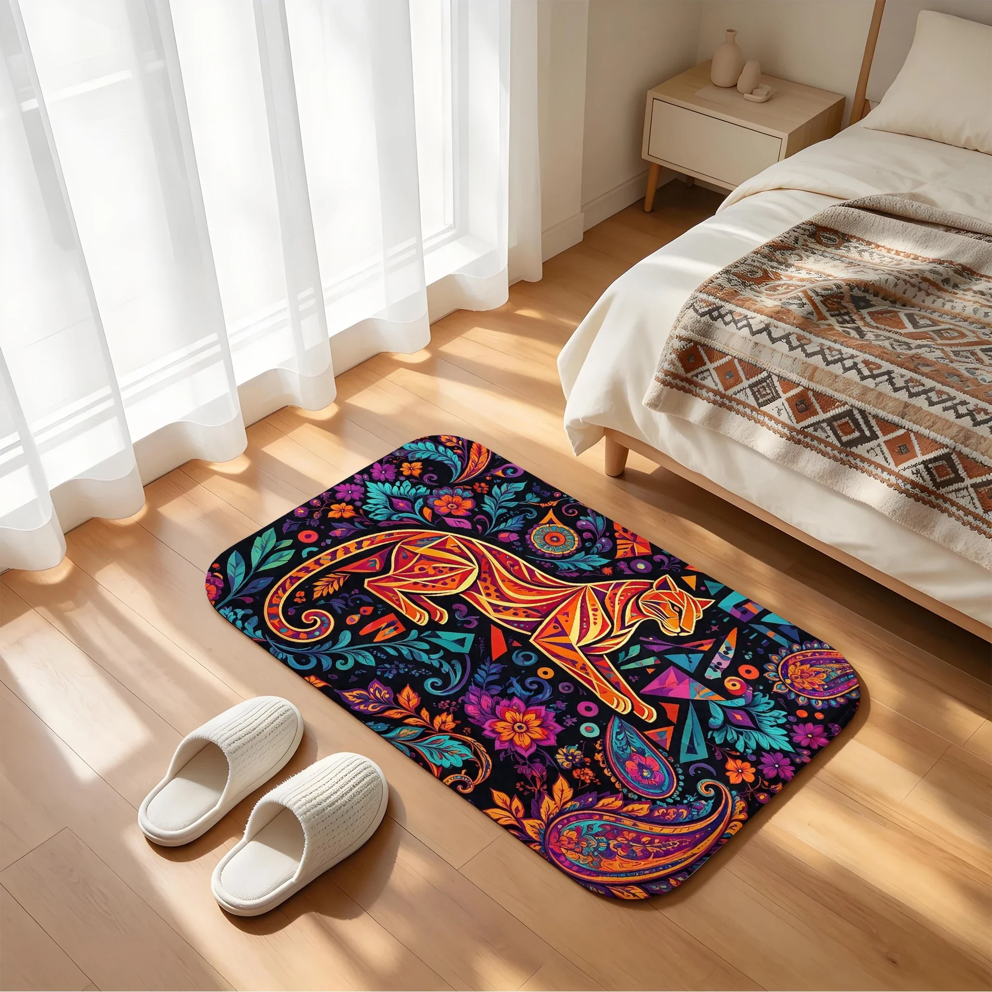 Bath mat anti slip absorbent bathroom carpet bathtub shower soft floor carpet Bohemian theme