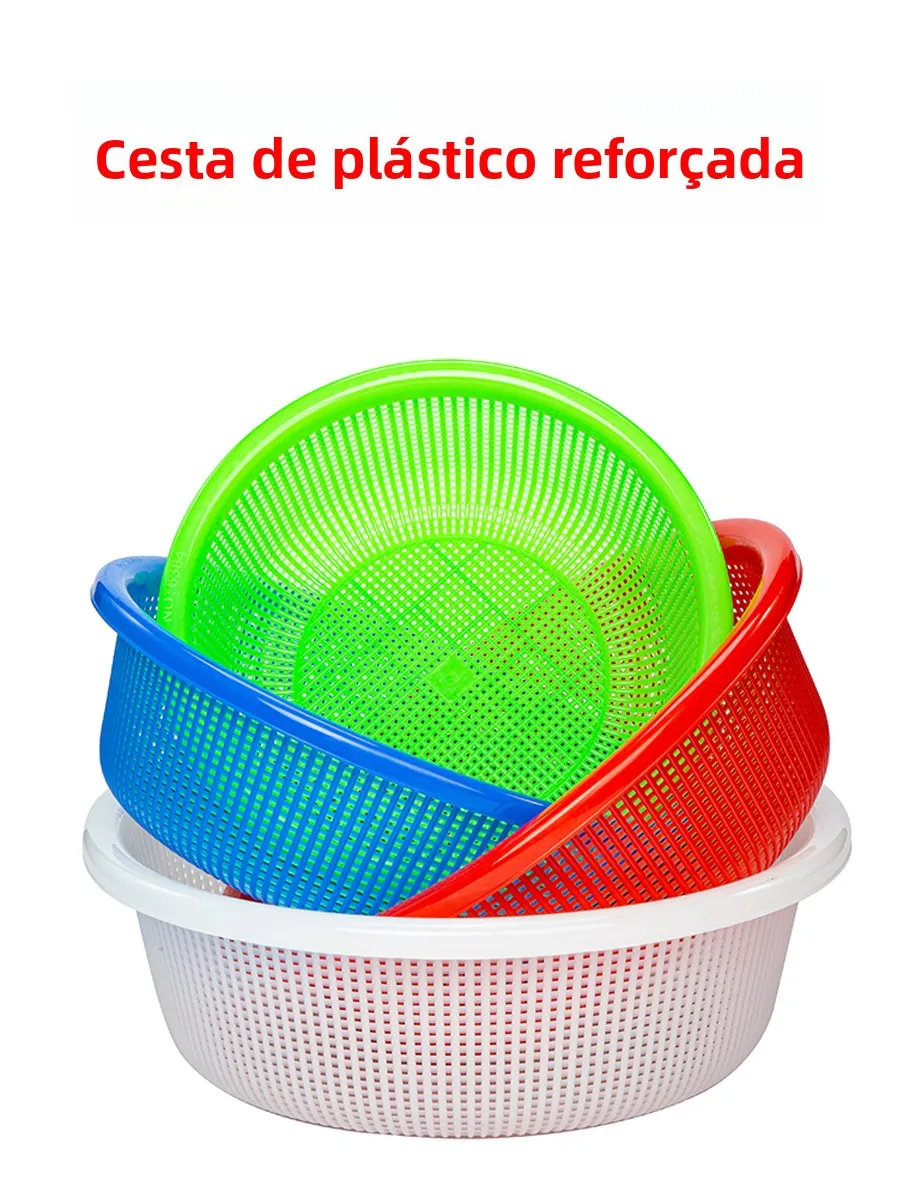 厚みのあるプラスチック製フルーツバスケット、米洗い用小型バスケット、青と赤の小さな丸型キャディー収納バスケット、家庭用整理整頓用品