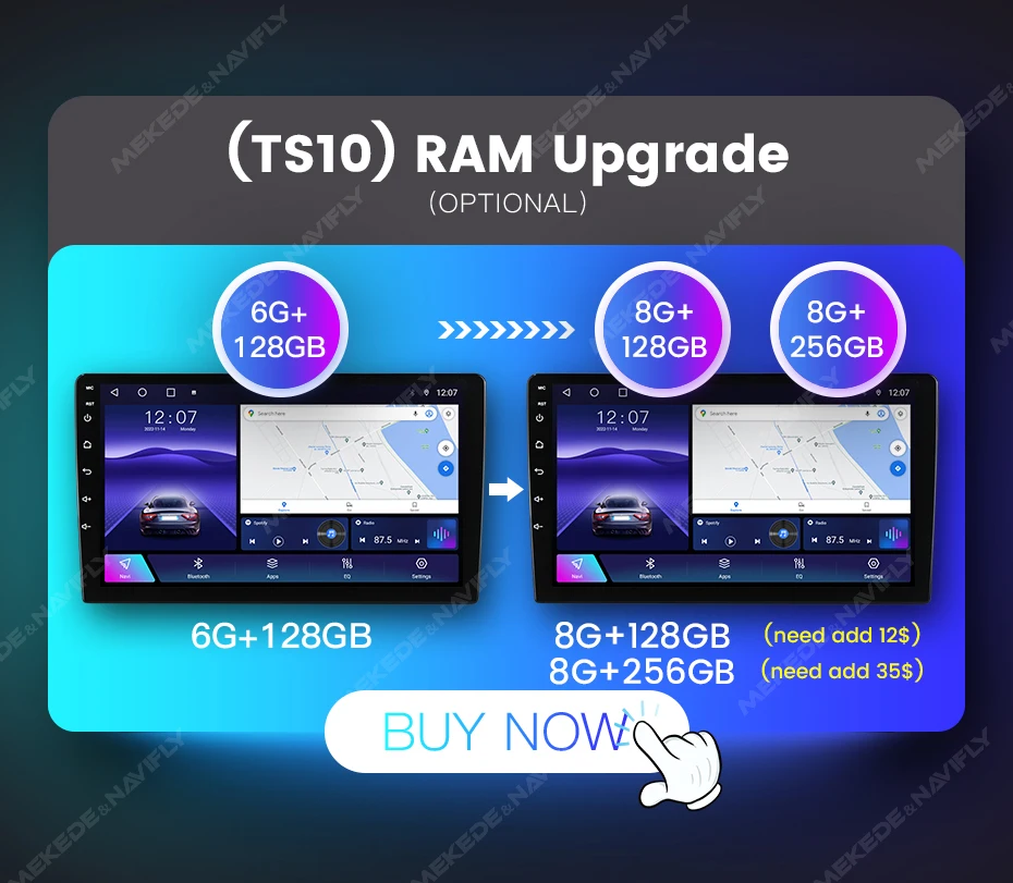 TS10 Screen upgrade 2K Ram 6G+128G Memory Update to 8G+128G or 8+256G (only support order with ts10 6G +128G before shipment)