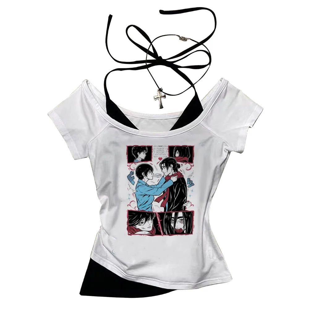 Attack on Titan cropped top ladies manga funny y2k korean fashion harajuku t shirt jojifuku cute kawaii japan cheap