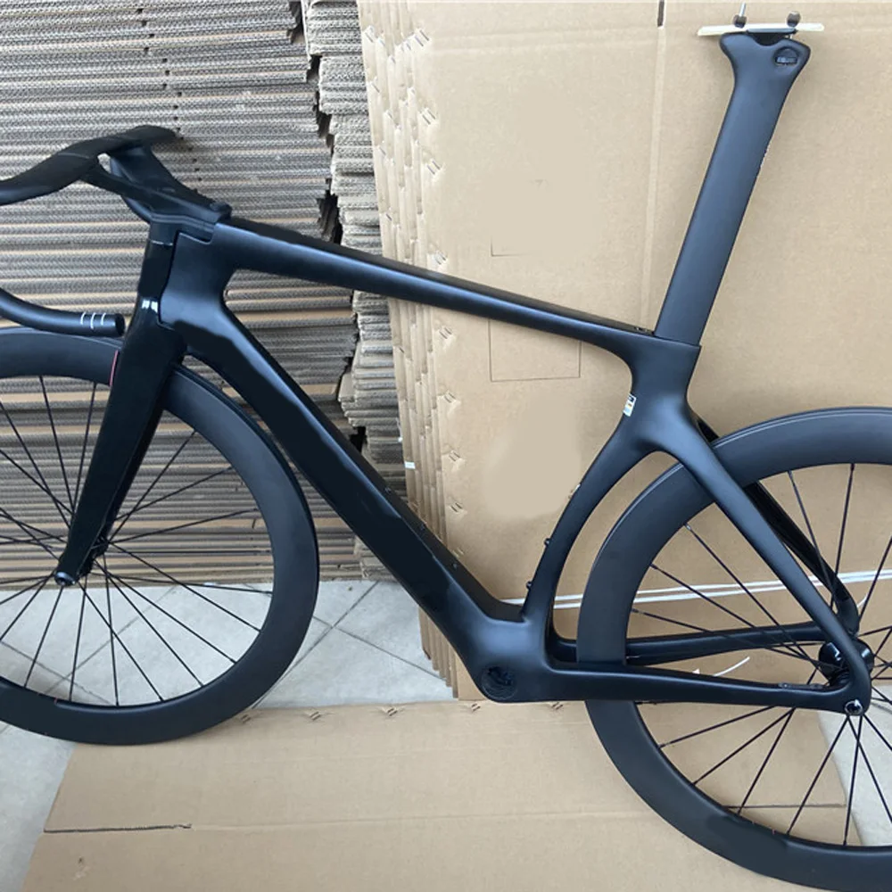 Road Bicycle Carbon Frame with Handlebar, Disc Brake, Champion Team Color, Avaliable Size, 48 cm, 51 cm, 54 cm, 56 cm, 58cm