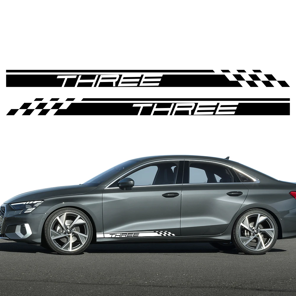 Car Door Sticker Vinyl Decals Letter Three Graphics Auto Accessories For Audi A3 8V 8P 8L 8Y S3 RS3 Sedan Sportback Limousine