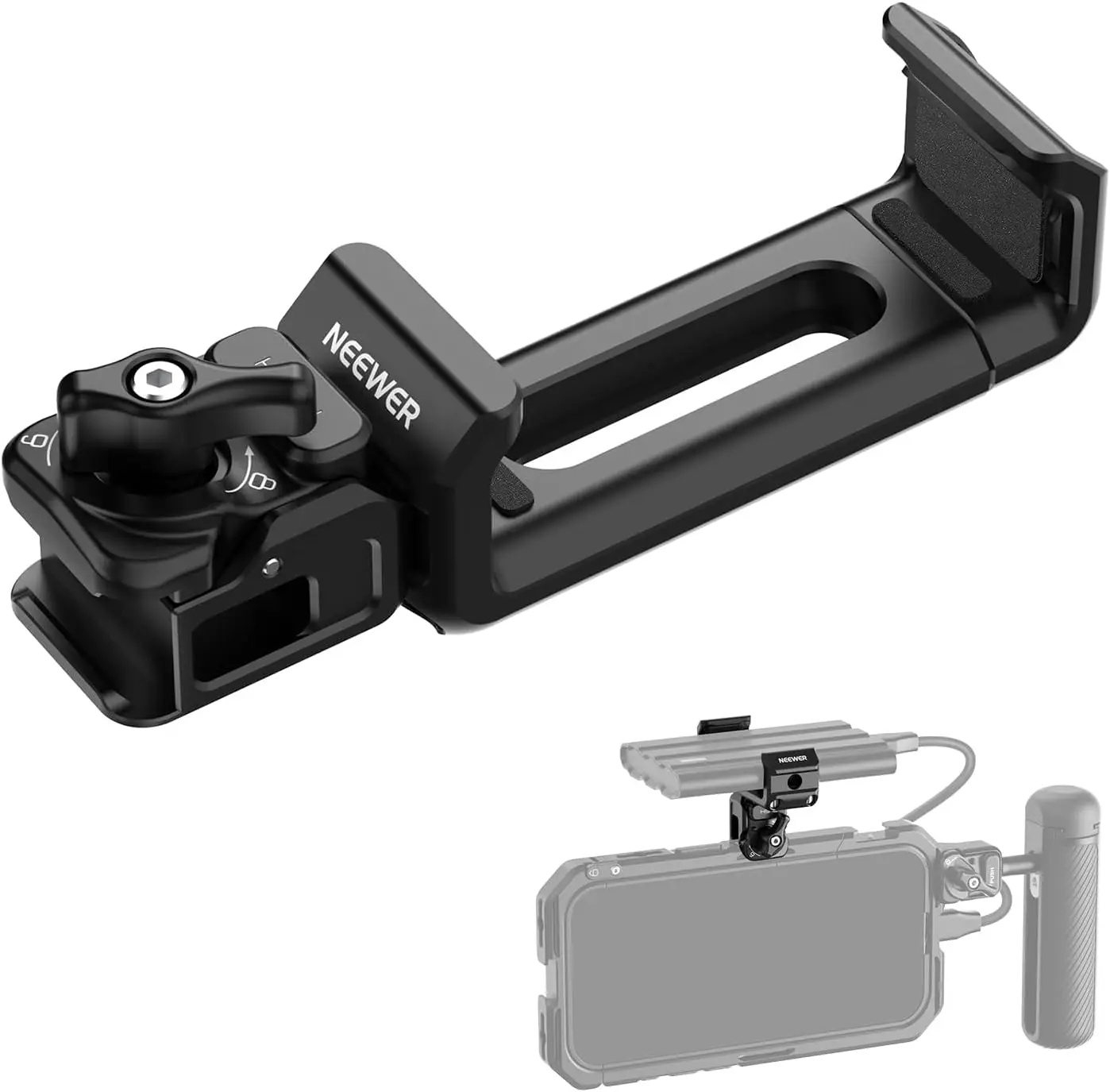NEEWER Schnellverschluss-SSD-Halterung für Handy-Cages, 2,2"-3" verstellbare SSD-Montageklemme für iPhone 16 17 Pro Max Samsung – Detail 1
