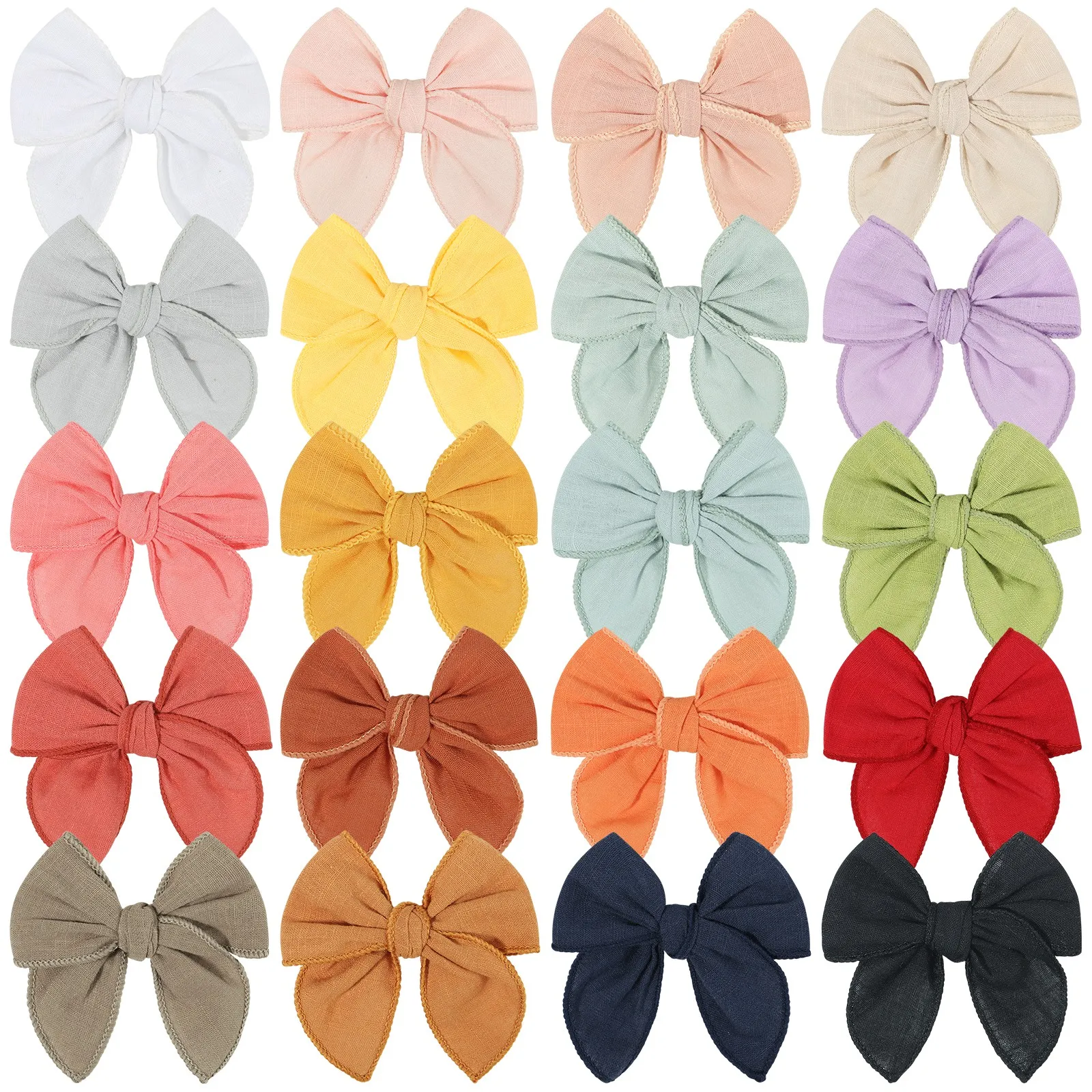 2pcs/Set Sweet Cotton Solid Handmade Bows HairClips Girls Bowknot Hairpin Barrette Headwear Kid Baby Hair Accessories Wholesale