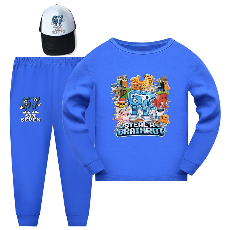 

67 Six Seven Funny Italian Brainrot Meme Kids Clothes Girls Pajama Set Fashion Boys Long Sleeve Pyjamas Children Sleepwear Suit