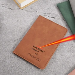 Laser Engraving Name Passport Holder Travel Wallet Pu Passport Cover Case Passeport Personnalisé Name Numbers on Covers