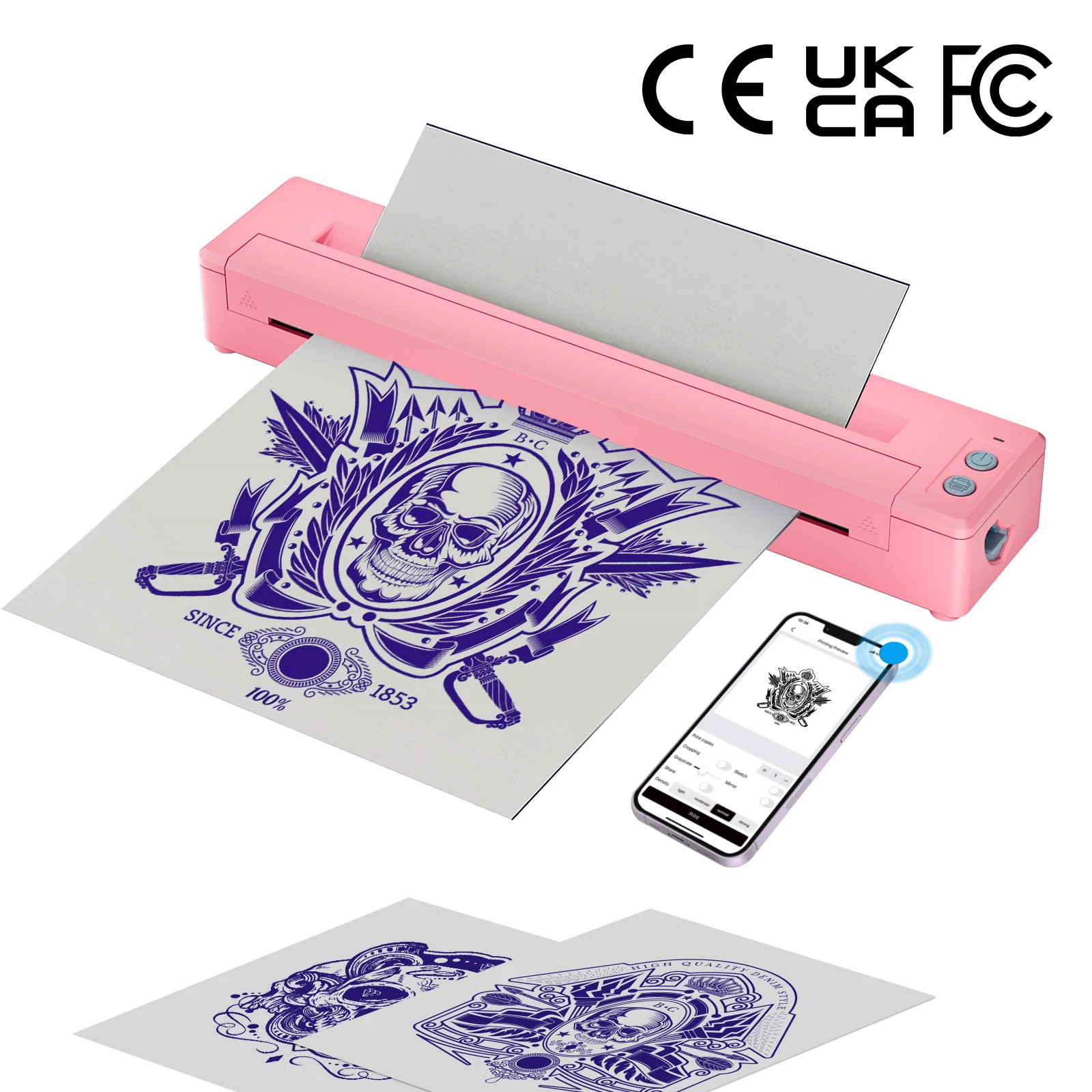 

Certified Tattoo Stencil Printer Wireless Bluetooth Thermal Printer 2500mAh Portable Inkless Tattoo Copier for Artists Beginner