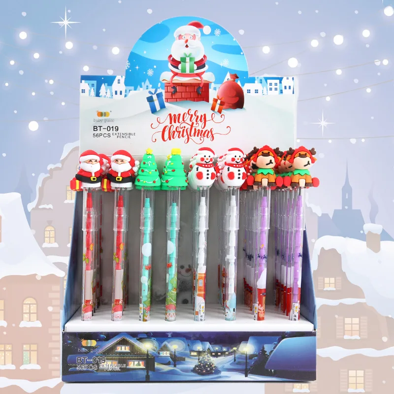 30Pcs/Lot Kawaii Christmas Pencil Pen School Student Building Block Pencil Removable Multifunctional Free Sharpening Cute Pencil