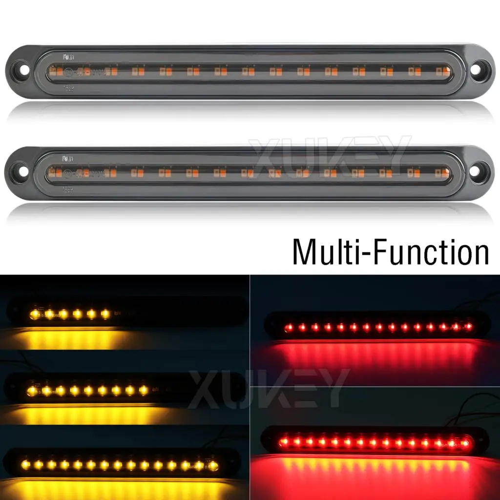 2x 10Inch Trailer Tail Lamp Bar Brake Stop Flowing Turn Signal Light Strip Identification for Marine Boats Trucks Pickups RV ATV