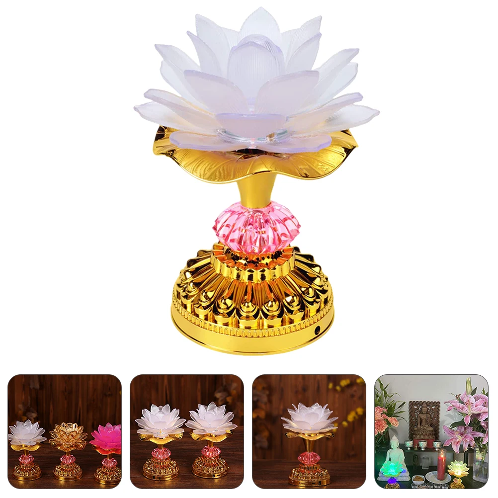 

Ornament Lotus Lamp Electric Lamps for Pooja LED Night White Color Changing Decor