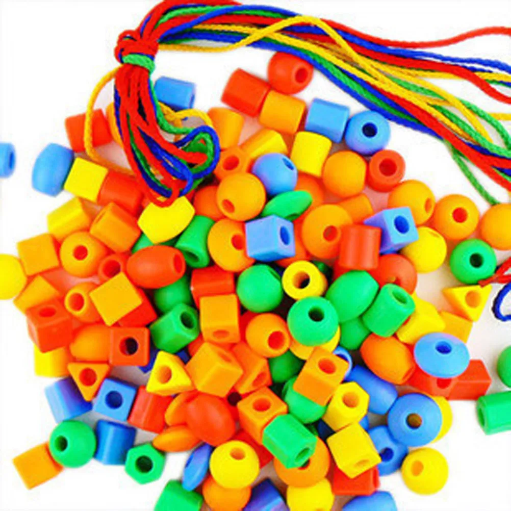 400G String Beads 8 Strings Educational Beading Set for Preschool Learning Fine Motor Skills Color Sorting Creativity