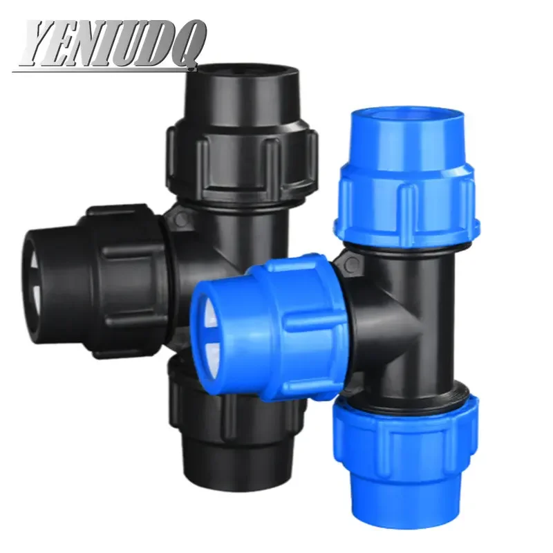 PE pipe fittings three-way quick joint tap pipe fittings plastic Tube Connector 16/20/25/32/40/50/63mm Tap Water Irrigation