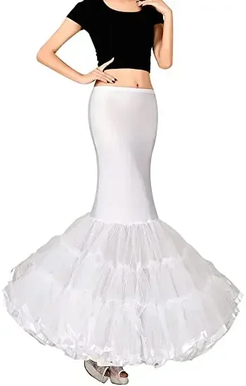 Women's Trumpet Mermaid Bridal Petticoat Crinoline Slips Underskirt White