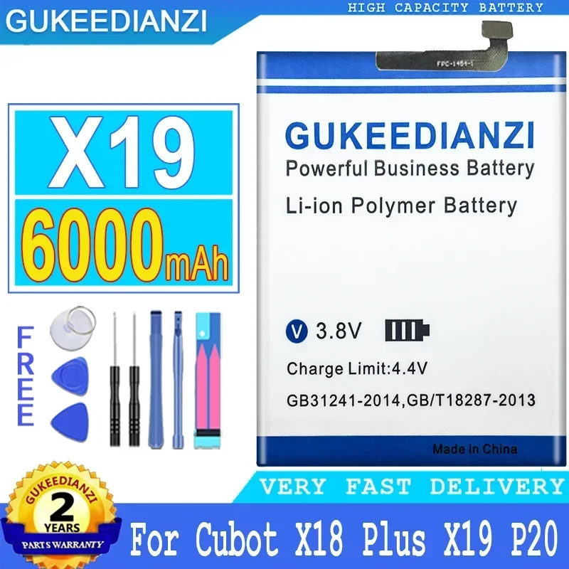 

Аккумулятор 6000 мА · ч мобильный телефон X19 для Cubot X18 Plus X19 P20 X18Plus, портативный аккумулятор для смартфона