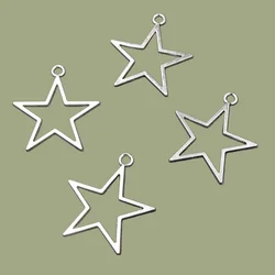 15pcs Silver Plated Hollow Large Five-Pointed Star Pendants Earrings Necklace Accessories DIY Charms For Jewelry Crafts Making