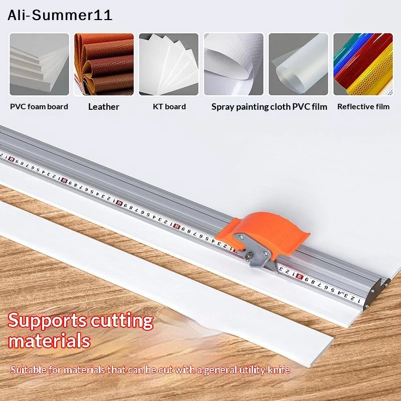 【S7】1Pc Aluminum Anti-Slip Cutting Positioning Ruler Manual Sliding Paper Cutter W/Dual Scale Ruler Pvc Cutting Ruler DIY Tool