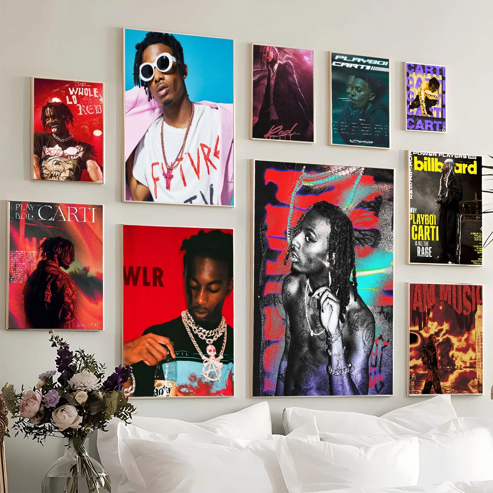 

Rapper Music Star Playboi Carti Classic Vintage Posters Decoracion Painting Wall Art White Kraft Paper Kawaii Room Decor