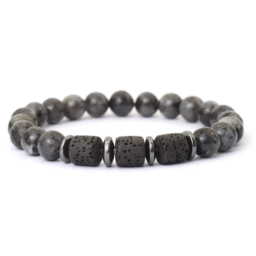 Noter New Novel Men Bracelet Natural Tiger Eyes Volcanic Rock Beaded Braclet Gift For Him Hematite Healing Braslet Pulsera Homme