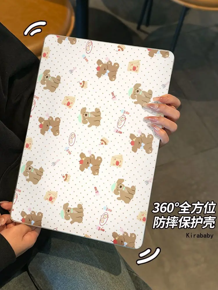 Cute Wave Point Bear Case for Macbook Air 13.6 M5 M1 Pro 14 M4 Air 15.3 13 M3 15 M2 Mac Cover A3113A2681 A2442 A2941 Anti-Scratc