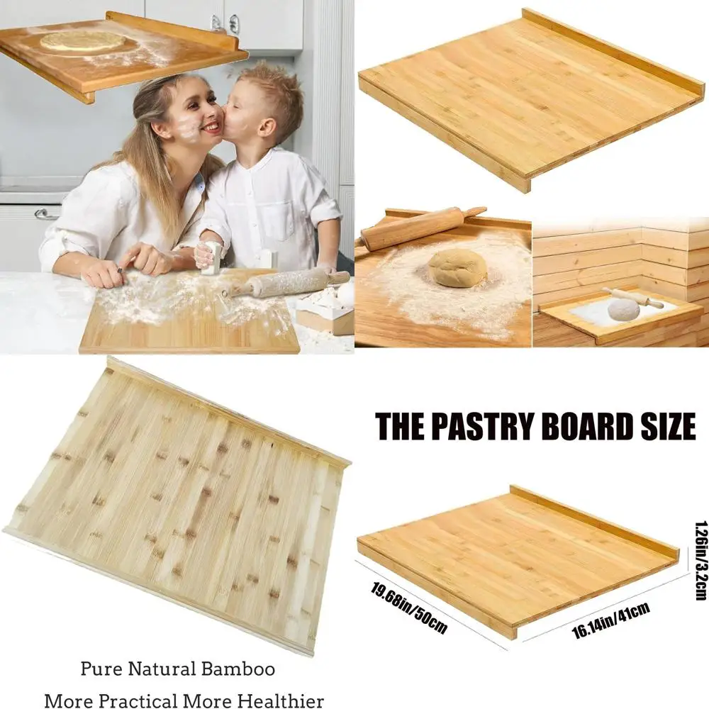 

Bamboo Rolling Board with Lip, 19.68 x 16.14, Reversible for Dough, Kneading, and Chopping in Kitchen
