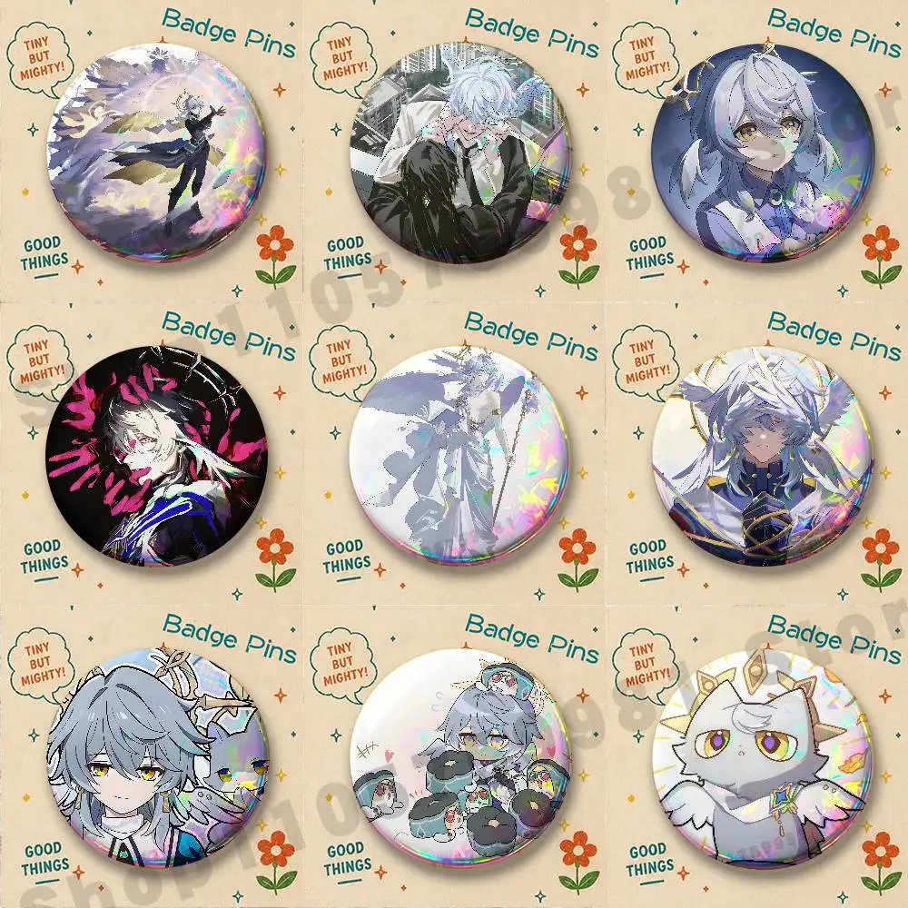 Charmony Dove Sunday H-Honkai Brooches for Bag Decor Jewelry Accessories Gift 25/32/44/58/75mm Round Cartoon Badges