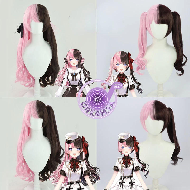 

Hinano Tachibana Cosplay Wig Youtube Vspo Pink Brown Short Heat Resistant Synthetic Hair Halloween Carnival Party + Wig Cap