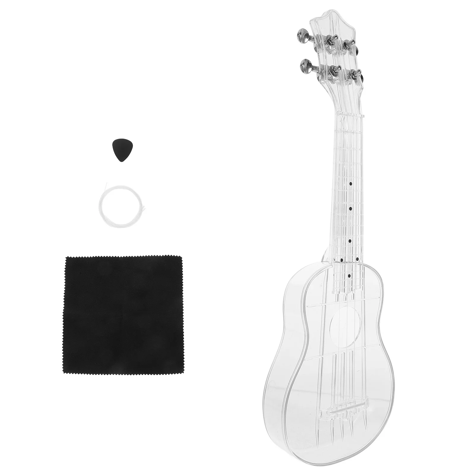 

1Set Ukulele Transparent 21 Inch Chic Portable Ukulele for Starter Kids and Adults Low String Pitch Durable Musical Instrument
