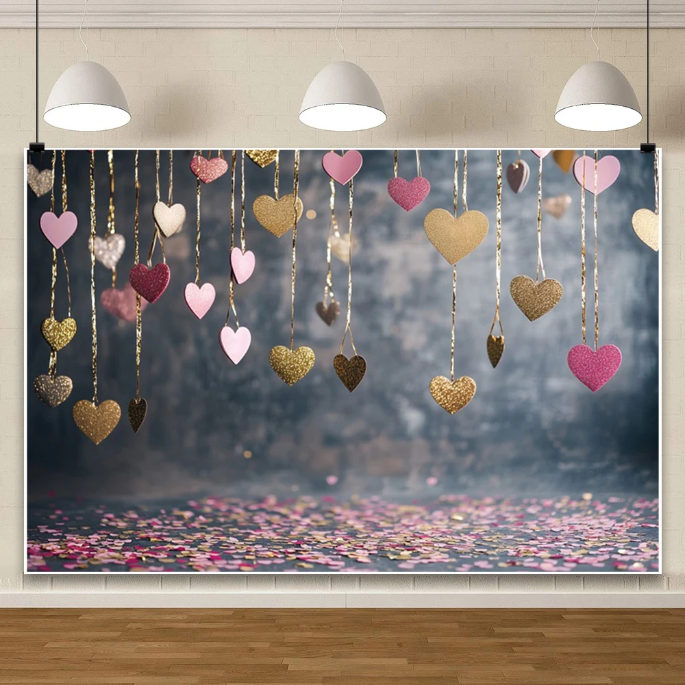 Sparkling Heart Balloons Valentine's Day Wedding Background Silver Balloon Birthday Anniversary Decor Backdrop Photo Studio Prop