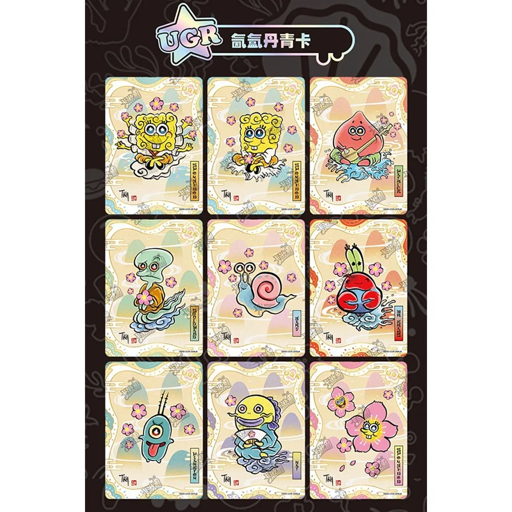 KAYOU SpongeBob SquarePants Card Fun Time Series Collection Animated Characters Watercolor Wind Hourglass Cards Children Gifts