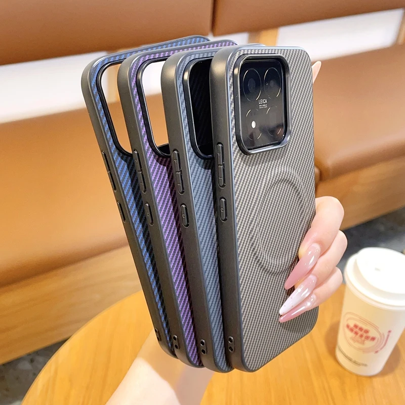 Slim Carbon Fiber Texture Phone Case For Xiaomi 17T 17 ProMax 17Pro Anti-Fingerprint Shockproof Soft TPU Bumper Protective Cover