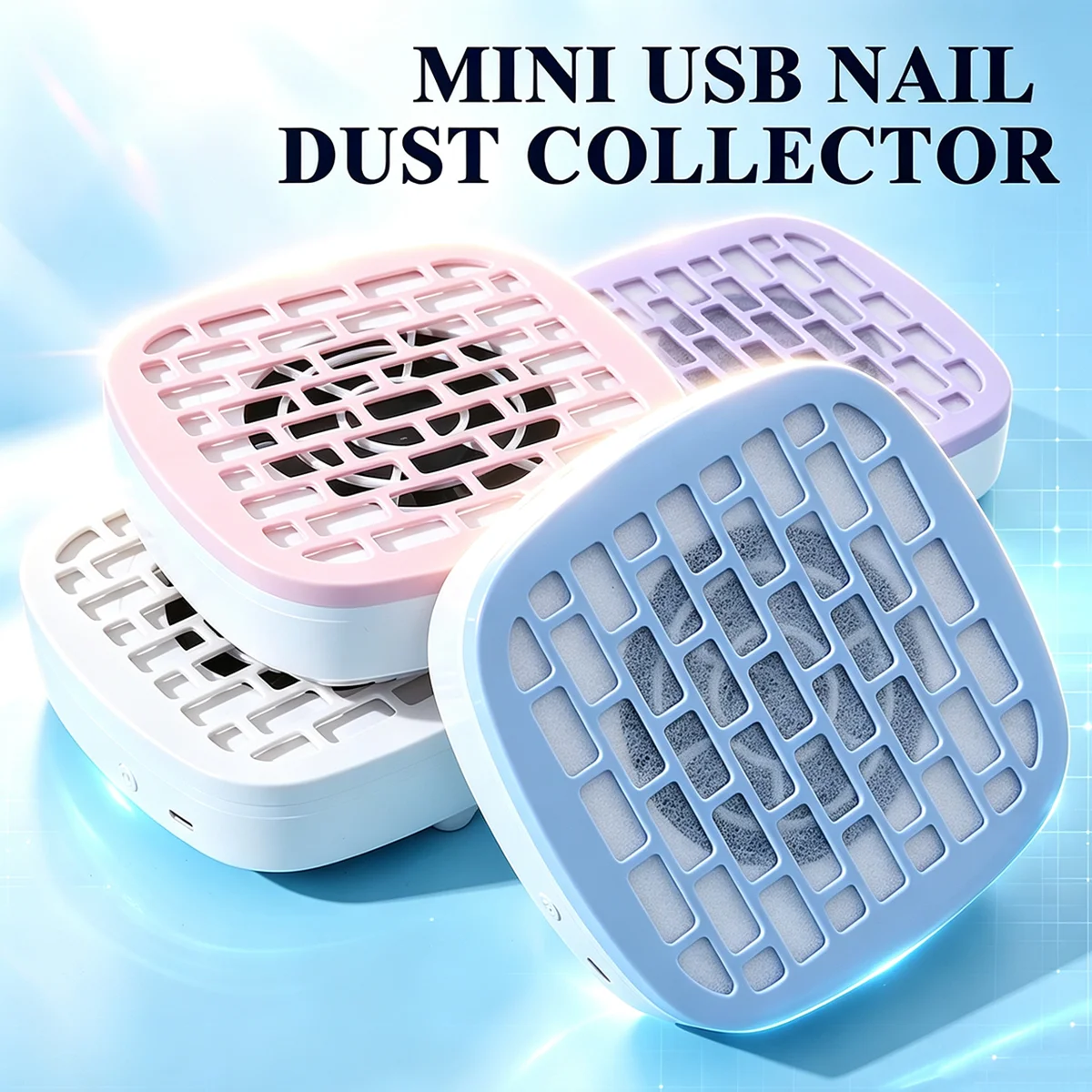 Compact Nail Dust Collector with Lightweight Design,Portable Nail Vacuum Fan,Reusable Filter & Easy-Control for Beginners