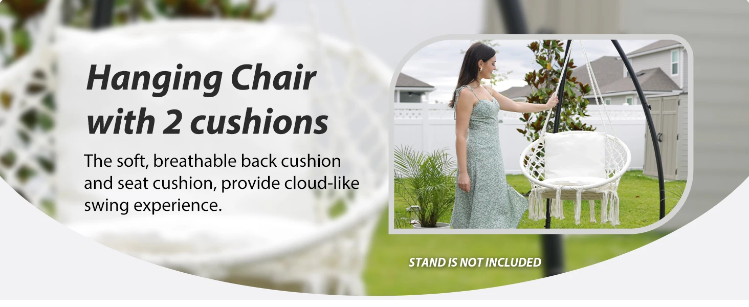 JoyView Macrame Hanging Swing Chair-2