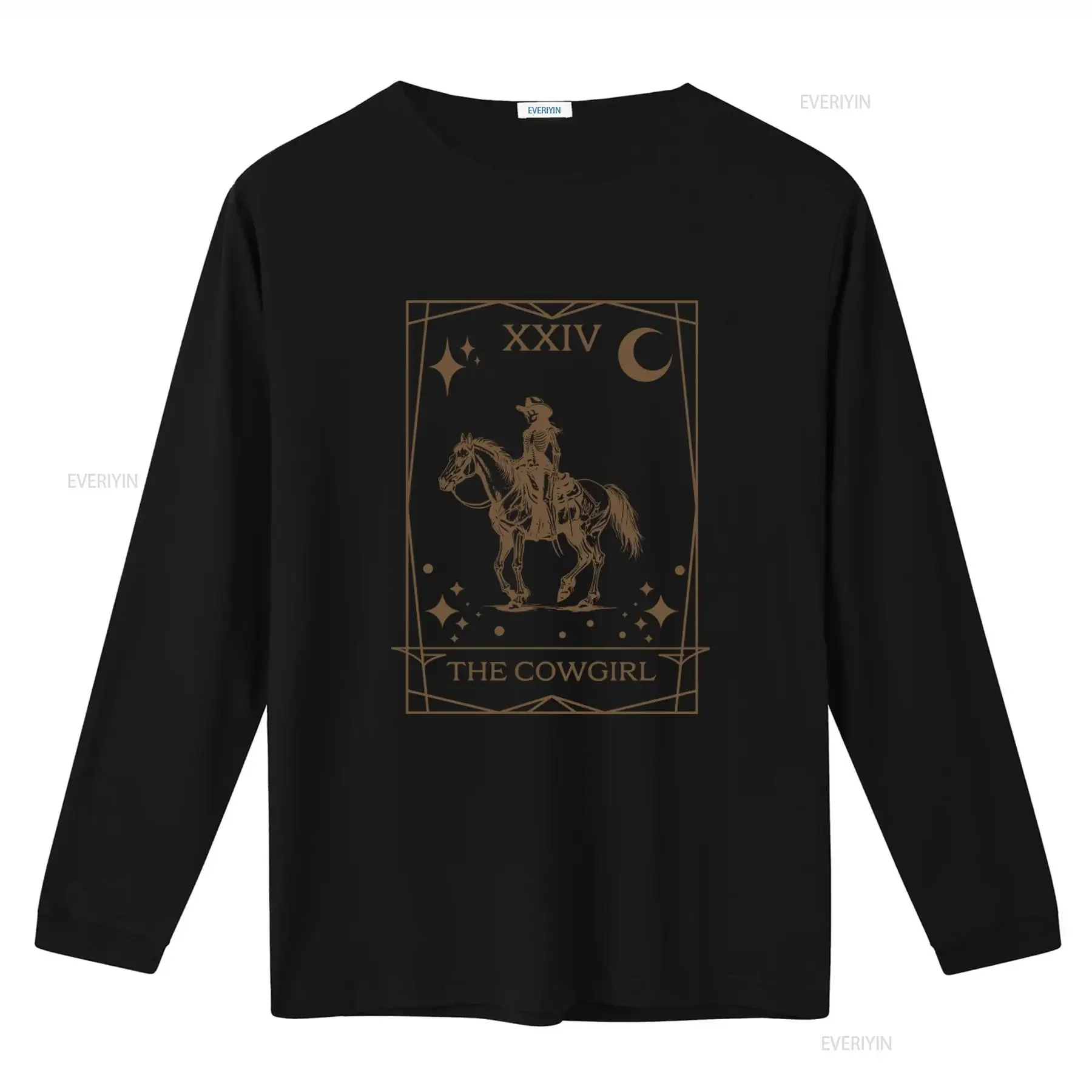 Halloween Cowgirl Tarot Card T Shirt Skeleton Horse Rodeo Design for Country Girls vintage Washed fashion Stretched Casual