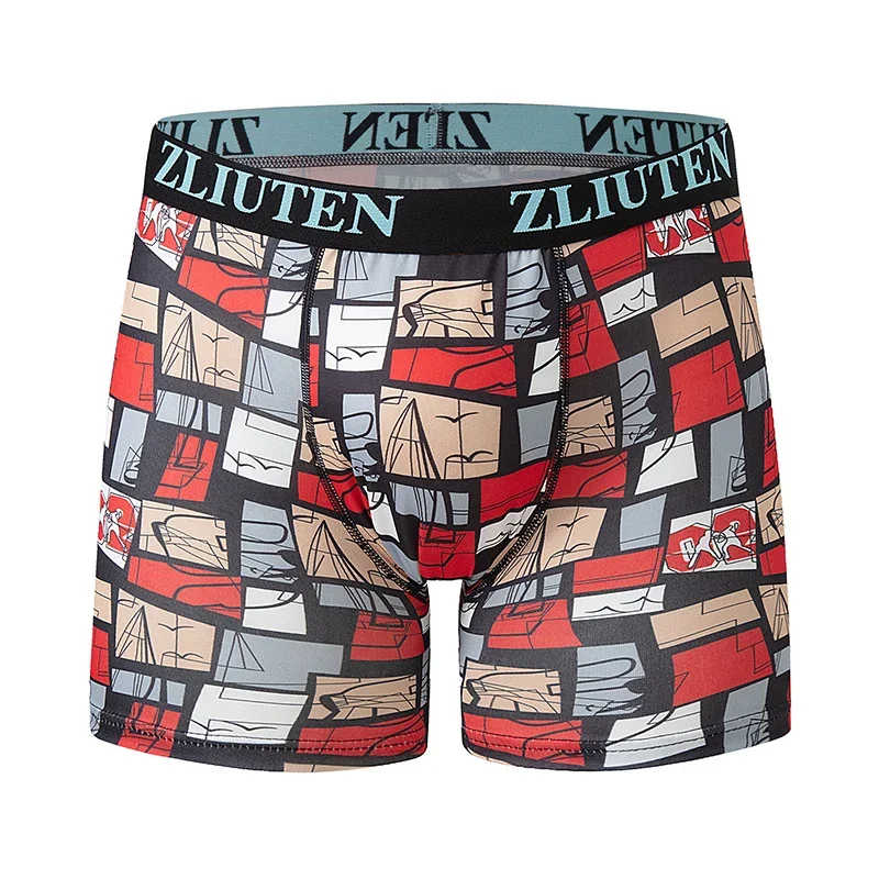 5 قطع الرجال أزياء الطباعة الملابس الداخلية الطويلة الملاكم السراويل عطلة الرياح شورتات للبحر مريحة الشباب الرياضة ركوب السراويل تمتد
