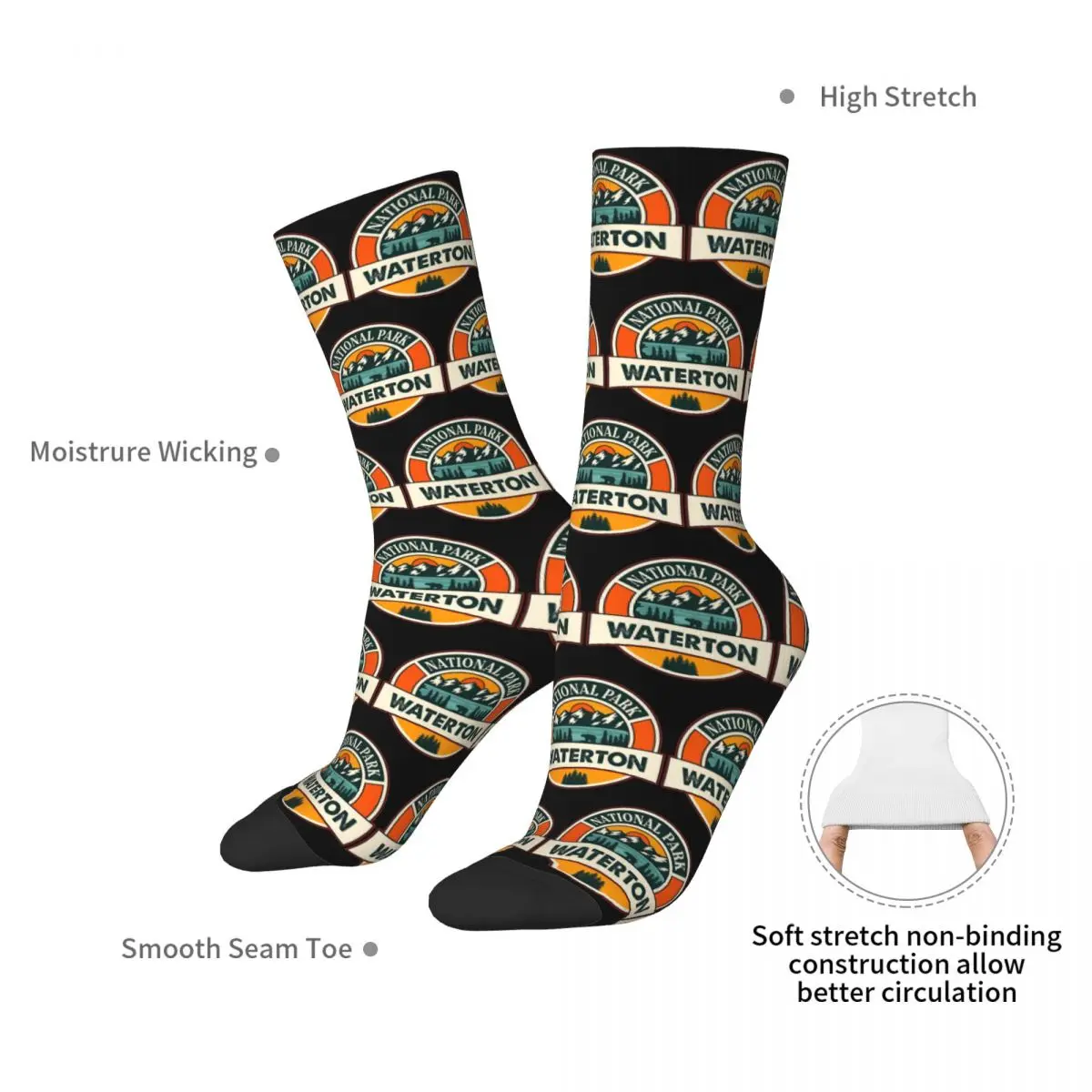 Waterton Lakes National Park Socks Harajuku Sweat Absorbing Stockings All Season Long Socks Accessories for Man's Woman's Gifts